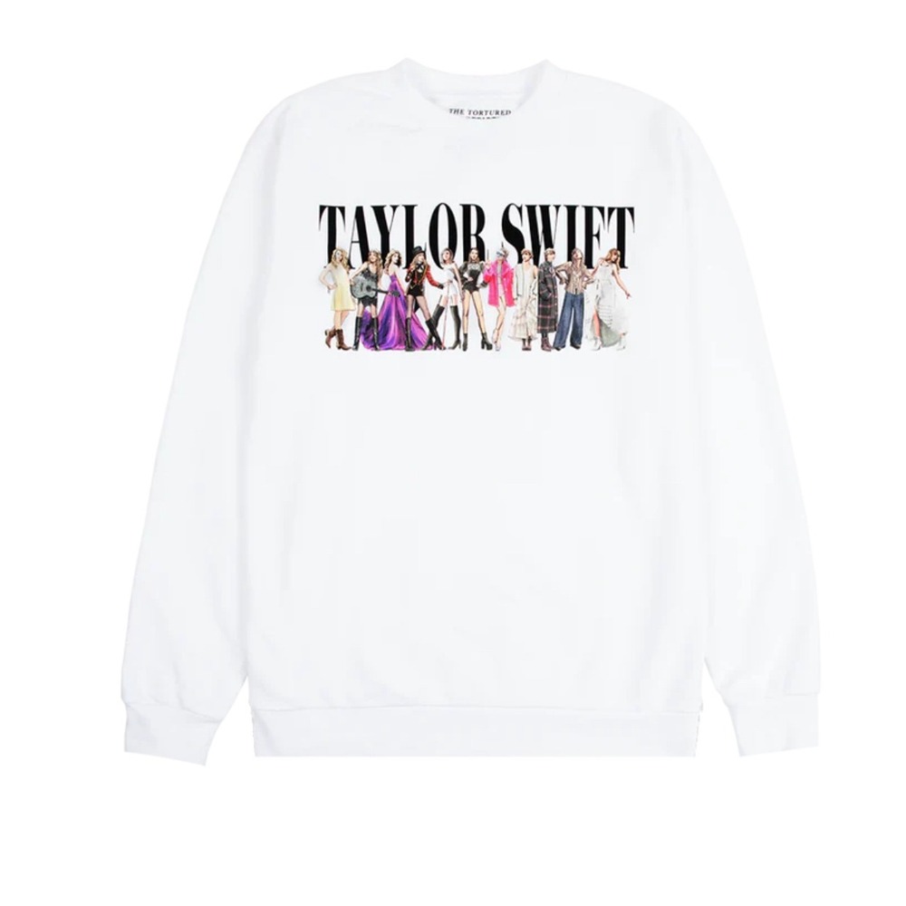 NWT Taylor Swift TTPD Eras‎ White Crewneck Sweatshirt Cotton Graphic Top XS